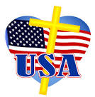 USA Flag heart and Cross